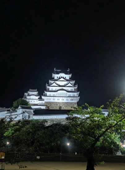 Himeji Castle illuminated at night